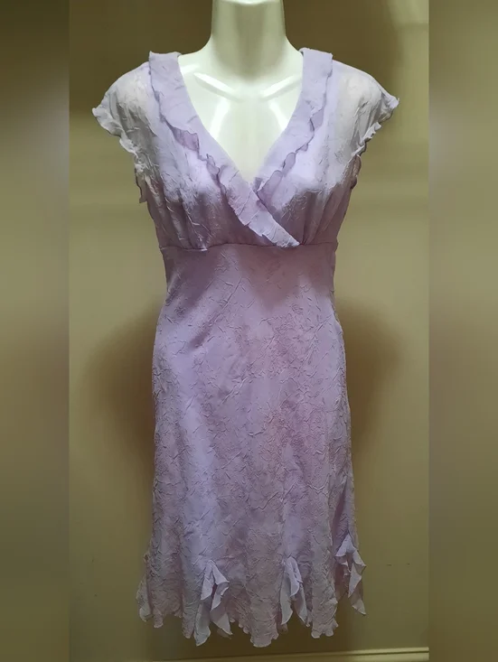 CDC Petite Lavender Ruffled V-Neck Cocktail Dress - Picture 2 of 10